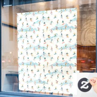 Vinilos Para Cristales Patrón de montañas nevadas de esquí de invierno Ti