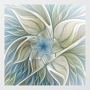 Vinilos Para Cristales Patrón de sueño floral Resumen Fractal caqui azul