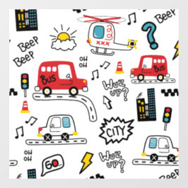 Vinilos Para Cristales Patrón de transporte divertido para niños 