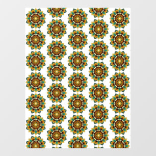 Vinilos Para Cristales Patrón Mandala 02 en amarillo y marrón