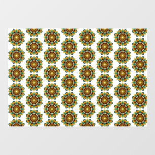 Vinilos Para Cristales Patrón Mandala 02 en amarillo y marrón