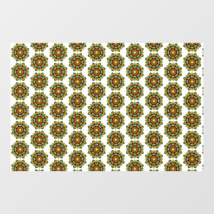 Vinilos Para Cristales Patrón Mandala 02 en amarillo y marrón