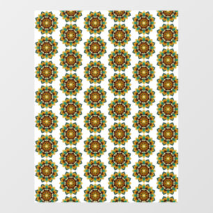 Vinilos Para Cristales Patrón Mandala 02 en amarillo y marrón