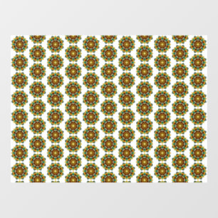 Vinilos Para Cristales Patrón Mandala 02 en amarillo y marrón