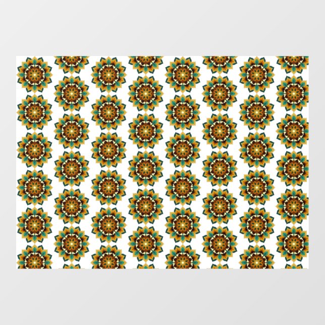 Vinilos Para Cristales Patrón Mandala 02 en amarillo y marrón (Hoja)