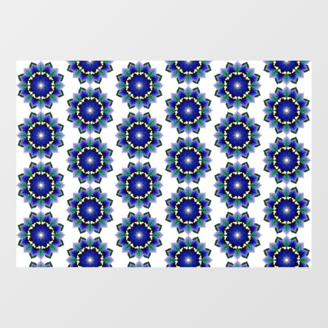 Vinilos Para Cristales Patrón Mandala 02 en azul oscuro (Hoja)