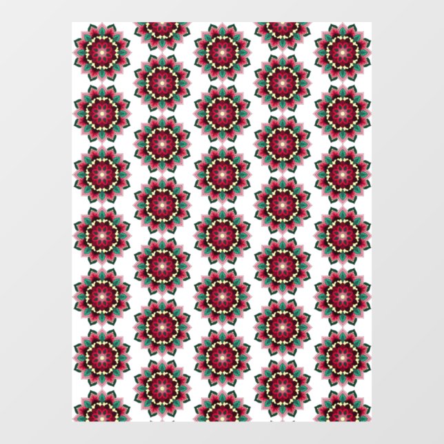 Vinilos Para Cristales Patrón Mandala 02 en rosa profundo (Hoja)