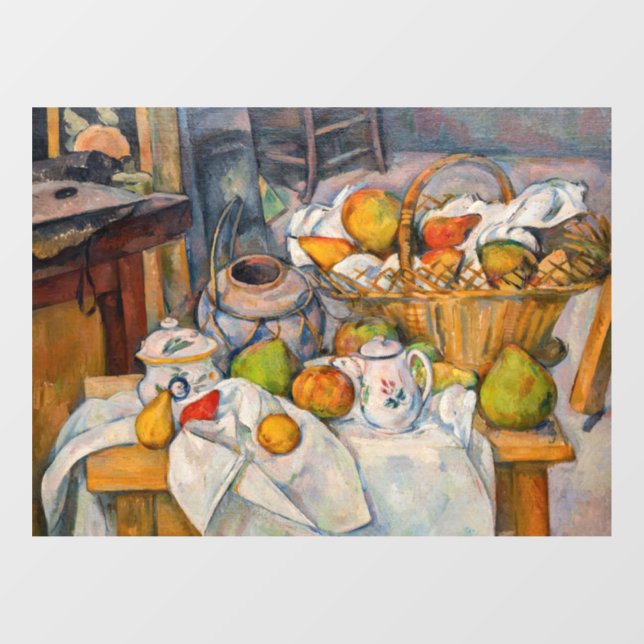 Vinilos Para Cristales Paul Cezanne - Bodegón con cesta (Hoja)