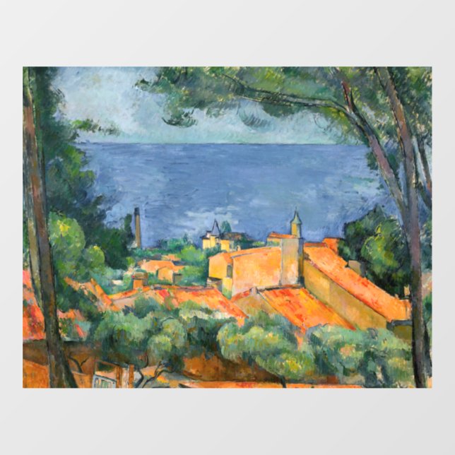 Vinilos Para Cristales Paul Cezanne - Estaque con techos rojos (Hoja)