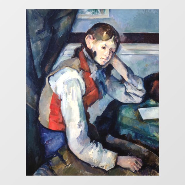Vinilos Para Cristales Paul Cezanne - Niño en el chaleco rojo (Hoja)
