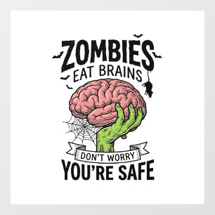 Vinilos Para Cristales Payaso Zombie Come Cerebros Estás Seguro Halloween