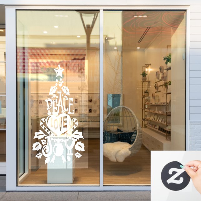 Vinilos Para Cristales Paz amor alegría navidades bendecir blanco (Ventana de la tienda)