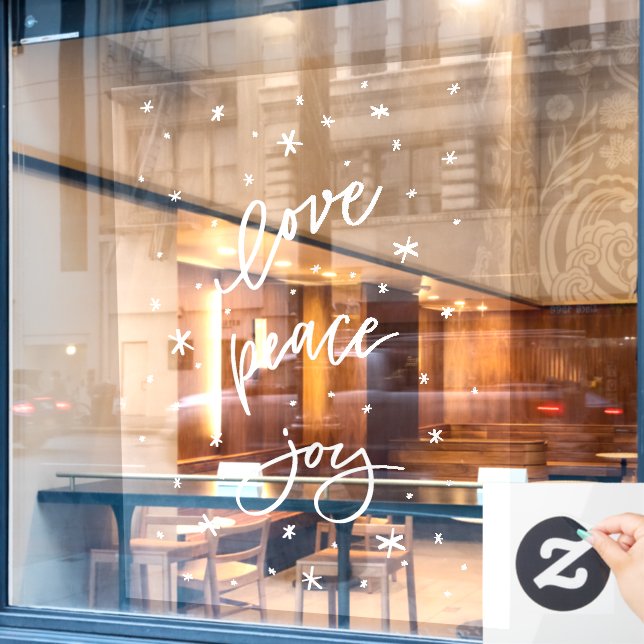 Vinilos Para Cristales Paz Amor Alegría Navidades, Invierno Lluvia (Ventana de cafetería)