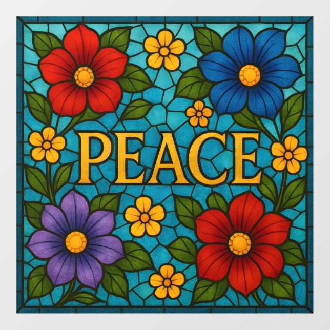 Vinilos Para Cristales Peace Floral Stained Glass Window Cling (Hoja)