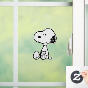 Vinilos Para Cristales PEANUTS   Snoopy on Black White Comics