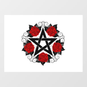 Vinilos Para Cristales Pentagram con rosas rojas