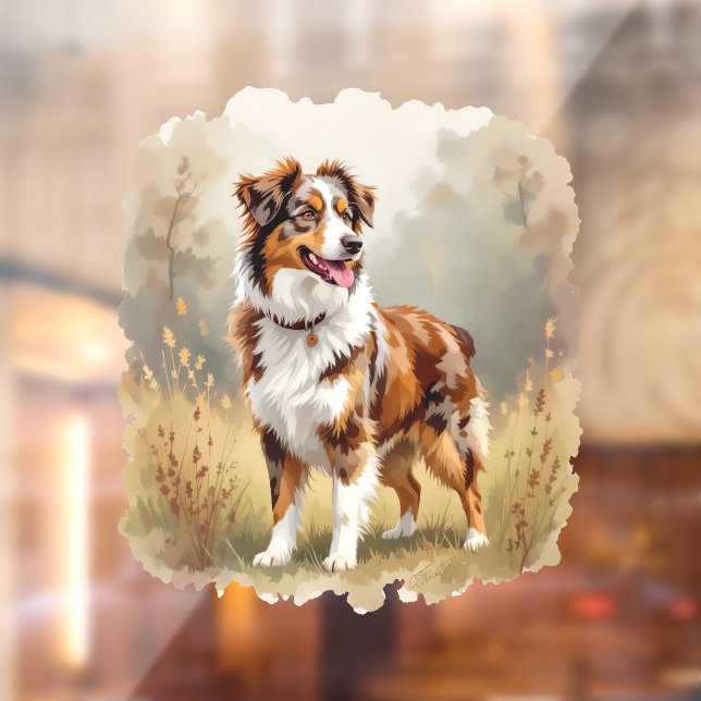 Vinilos Para Cristales Perro Pastor Australiano Rojo Merle Aussie (Hoja 2)
