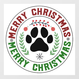 Vinilos Para Cristales Perro Paw Merry Christmas Window Cling