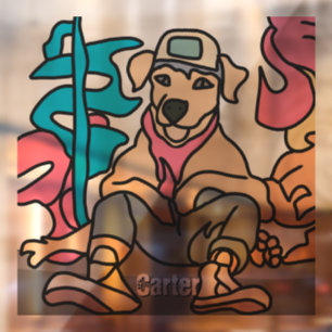 Vinilos Para Cristales Perro retro callejero relajado Divertido
