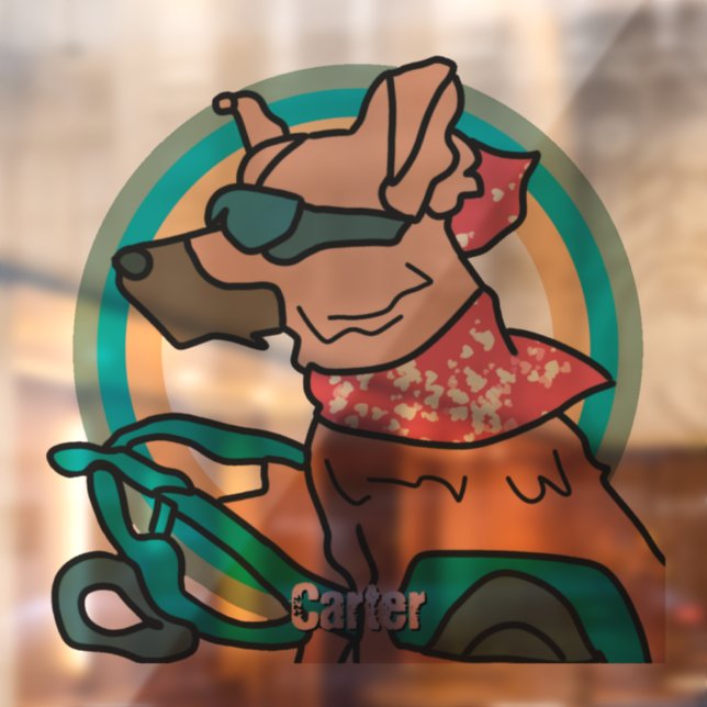 Vinilos Para Cristales Perro Street Retro con gafas de sol | Divertido (Hoja 2)