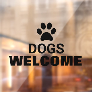 Vinilos Para Cristales Perros Amigables Negocio Bienvenido Vidrio