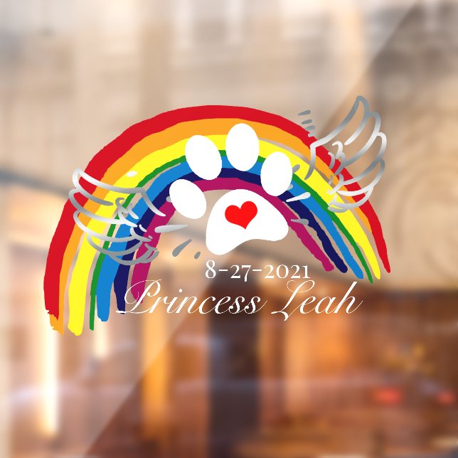 Vinilos Para Cristales Perros puente arcoiris personalizados cruzando (Hoja 2)
