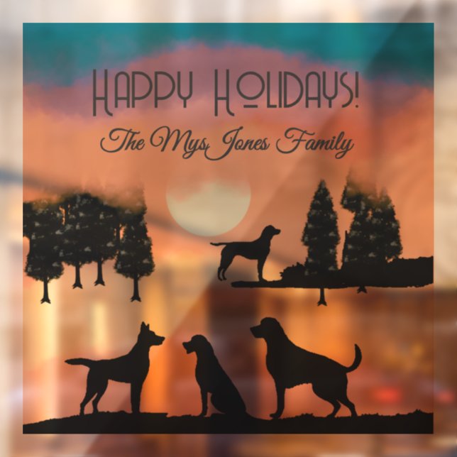 Vinilos Para Cristales Perros retro personalizados en árboles negros (Hoja 2)