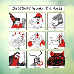 Vinilos Para Cristales Personajes navidades alrededor del Ilustracion mun