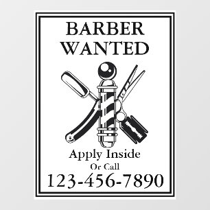 Vinilos Para Cristales Personaliza Barbería Antiguo Se Busca Barbería