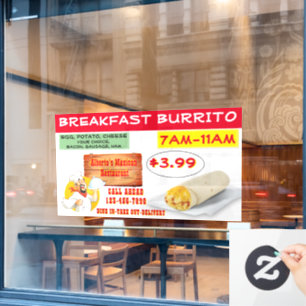 Vinilos Para Cristales Personaliza Burrito de Desayuno de Restaurante Mex