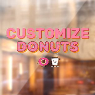 Vinilos Para Cristales Personaliza Donut Shop Donut con Sprinkles y Café