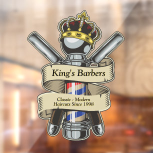 Vinilos Para Cristales Personaliza King Royal Crown Barber Shop