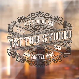 Vinilos Para Cristales Personaliza Negocio de Tatuajes Old School Ink Tat