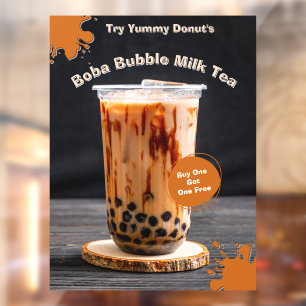 Vinilos Para Cristales Personaliza Promoción de Tienda de Donas de Té Bub