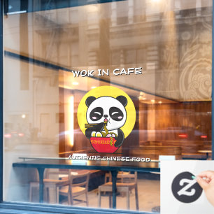 Vinilos Para Cristales Personaliza Restaurante Chino Fideos Oso Panda