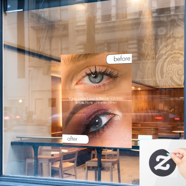 Vinilos Para Cristales Personaliza Salón de Belleza Antes Después Maquill (Ventana de cafetería)