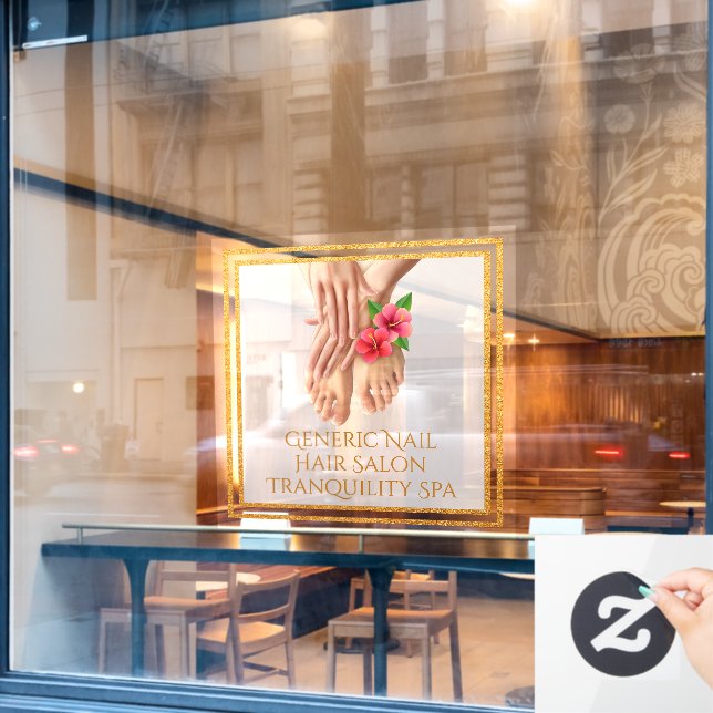 Vinilos Para Cristales Personaliza Salón de Uñas Genérico Spa Tranquilida (Ventana de cafetería)