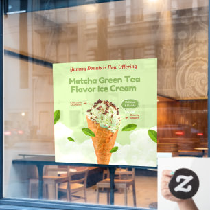 Vinilos Para Cristales Personaliza Tienda de Donas de Helado de Matcha Té