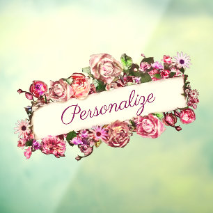 Vinilos Para Cristales Personalizable Vintage Business Girly Floral Store