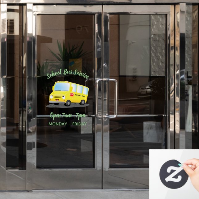 Vinilos Para Cristales Personalizado de autobús escolar alegre y amarillo (Puerta de oficina)