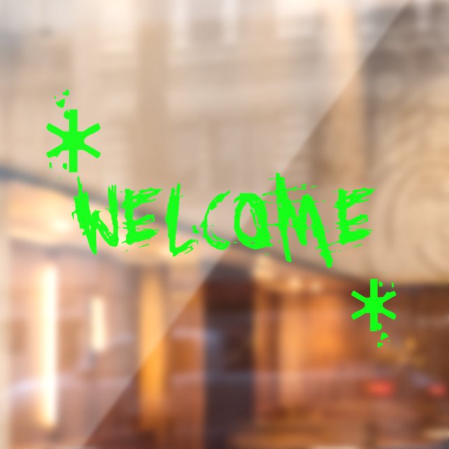 Vinilos Para Cristales Personalizado de bienvenida de neón verde de Hallo (Hoja 2)