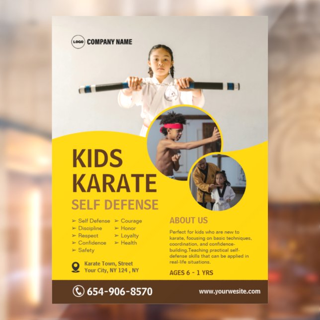 Vinilos Para Cristales Personalizado de clase Karate para niños (Hoja 2)