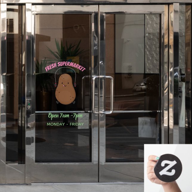 Vinilos Para Cristales Personalizado de cuerda de saltar de patata feliz (Puerta de oficina)