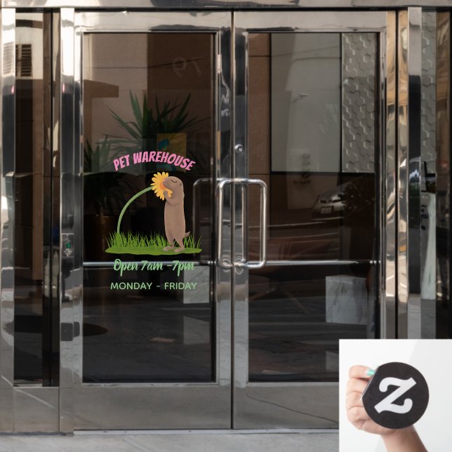 Vinilos Para Cristales Personalizado de flor de esnifado de perro de prad (Puerta de oficina)