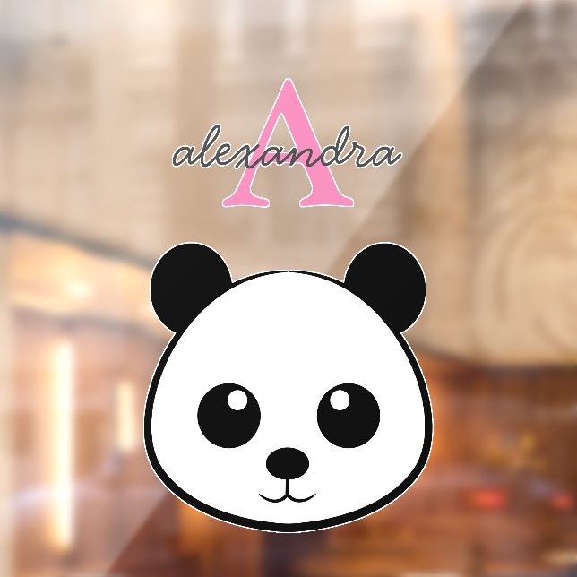 Vinilos Para Cristales Personalizado de oso panda lindo Monograma (Hoja 2)