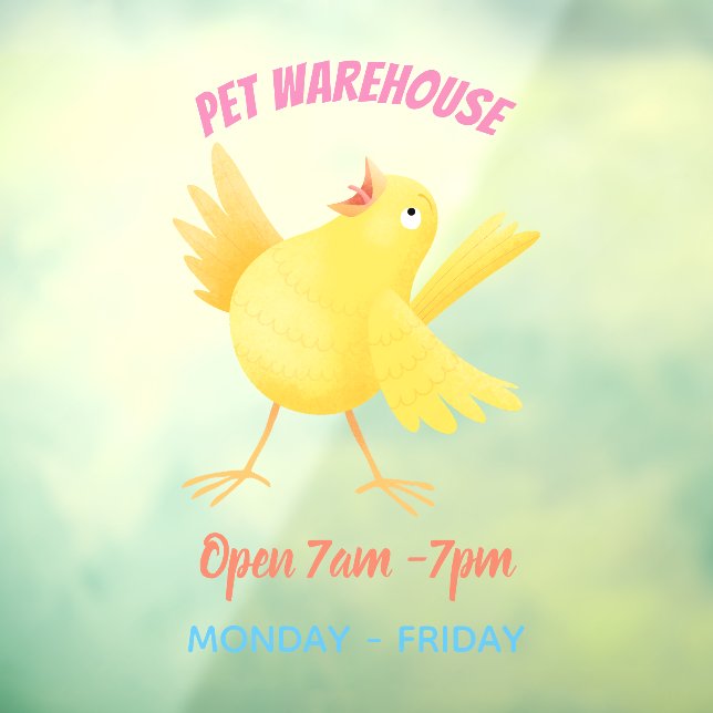 Vinilos Para Cristales Personalizado de pájaro canario amarillo cantando  (Hoja 3)