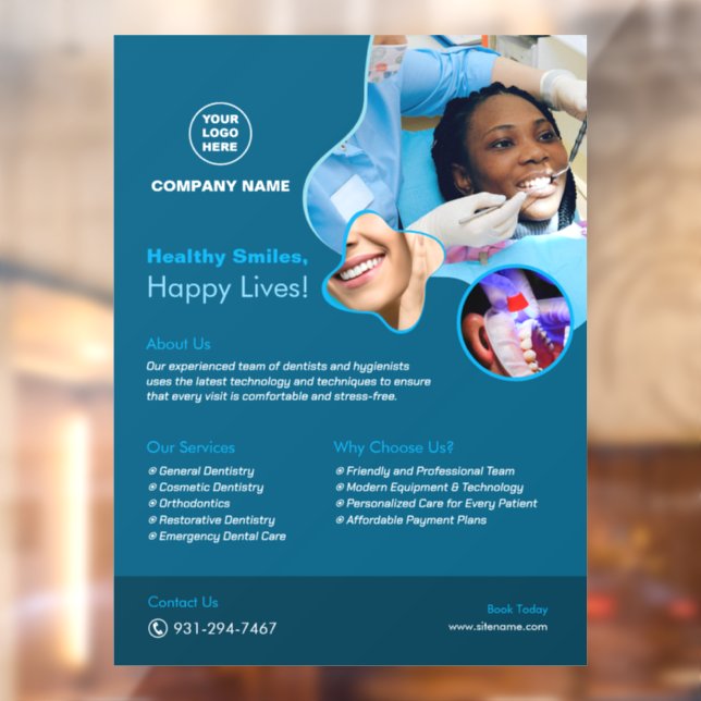 Vinilos Para Cristales Personalizado de Servicios de Dentista - Ventana L (Hoja 2)