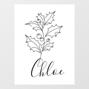 Vinilos Para Cristales Personalizado December Holly Birth Flower Gift