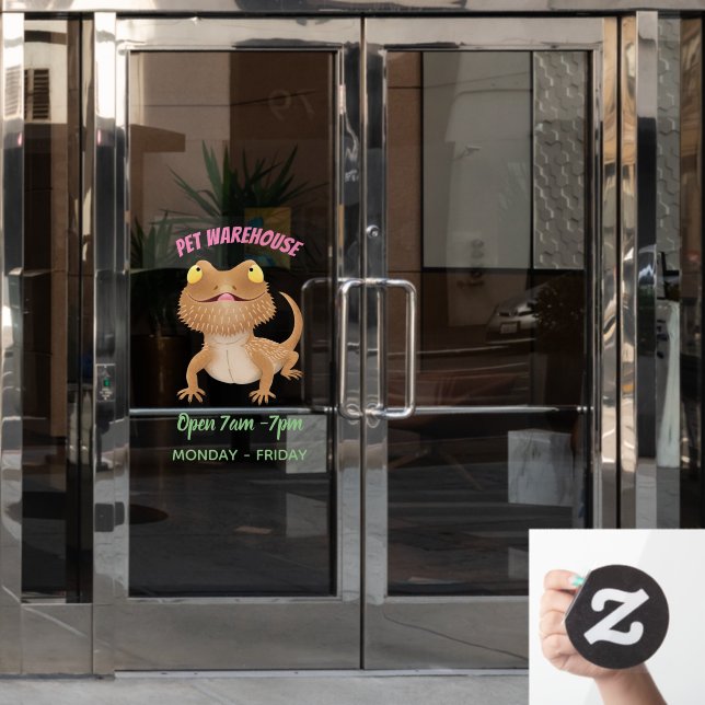 Vinilos Para Cristales Personalizado del lagarto de dragón barbudo (Puerta de oficina)