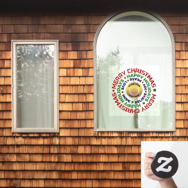 Vinilos Para Cristales Personalizado del logotipo de negocios Feliz Navid (Ventana de inicio)